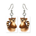 Cool lemur earrings — wide-eyed lemur portrait in cut paper, made in USA