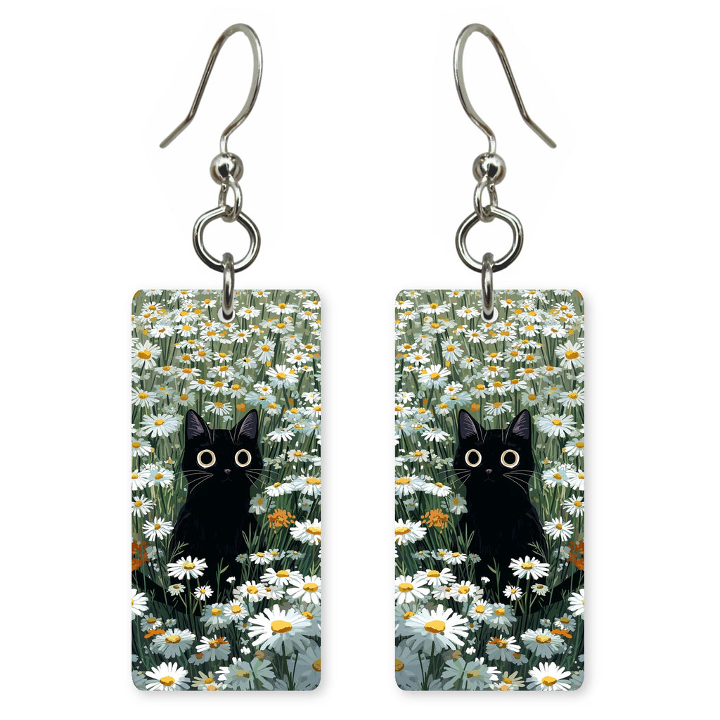 Black Cat Daisies Earrings | FW140