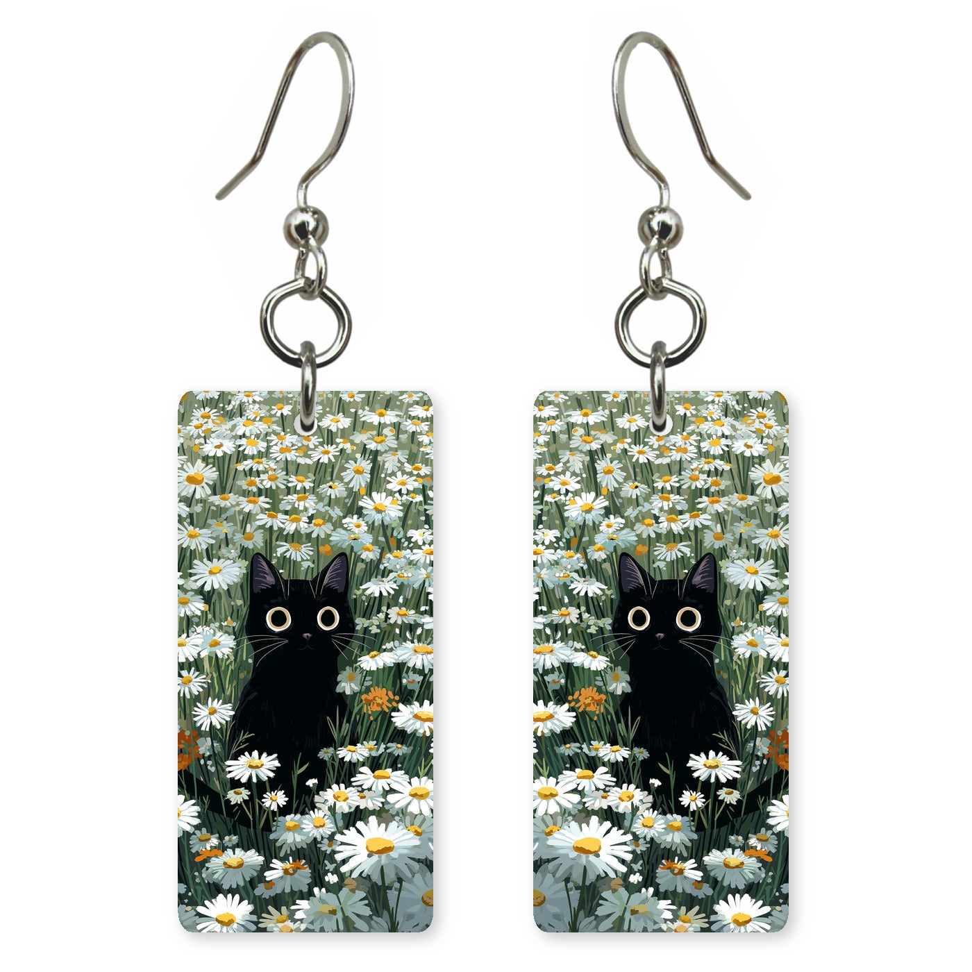 Black Cat Daisies Earrings | FW140