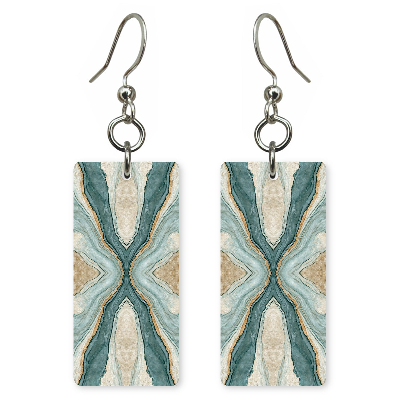 Teal Wave Mirror Earrings | FW146