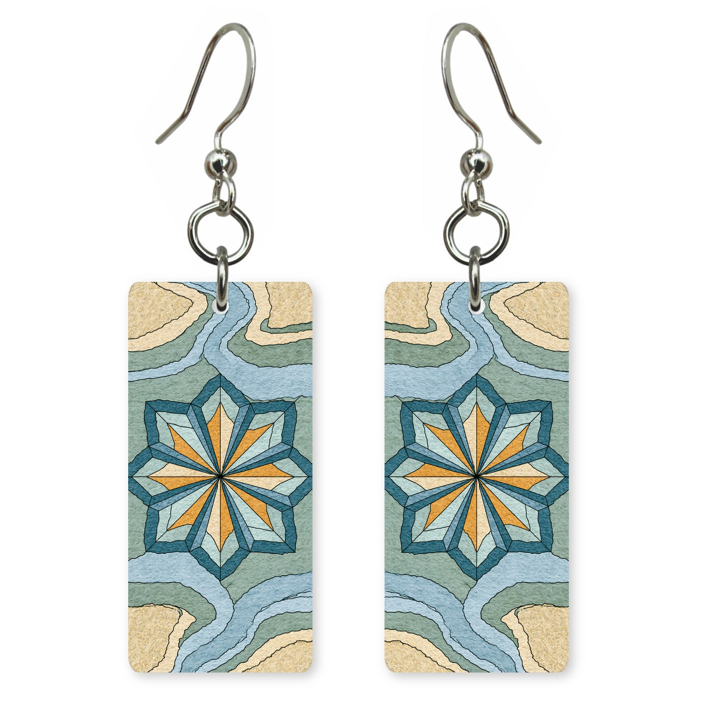 Folk Floral Tile Earrings | FW147