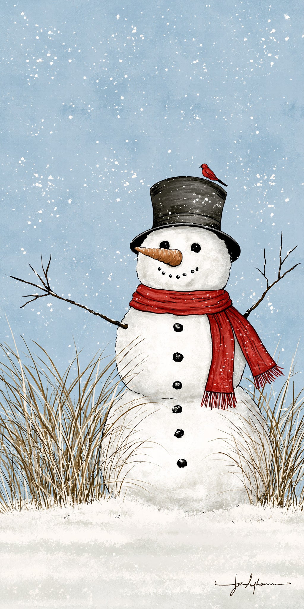 Red Scarf Snowman Earrings | FW149