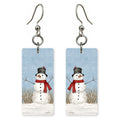 Red Scarf Snowman Earrings | FW149