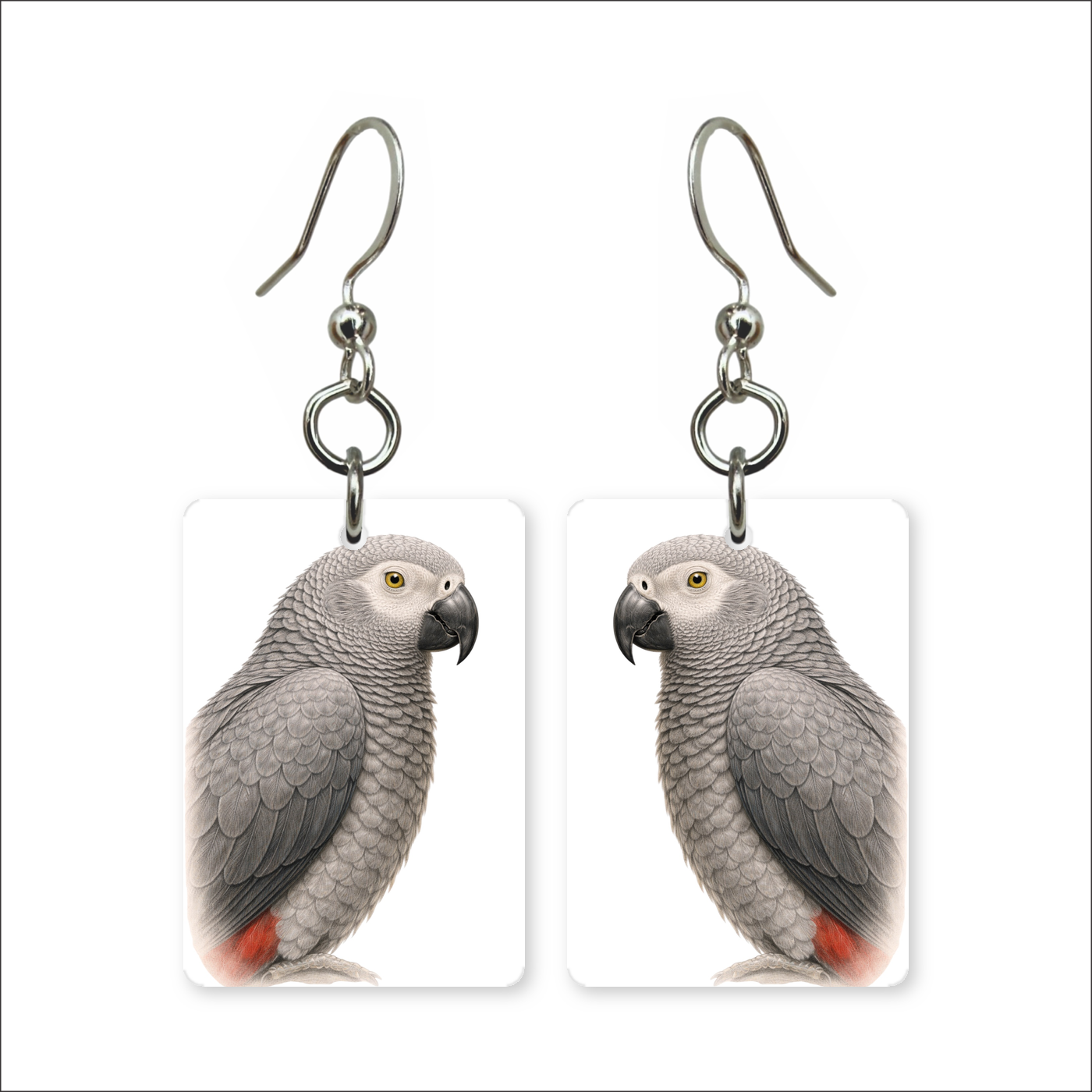 African Grey Earrings