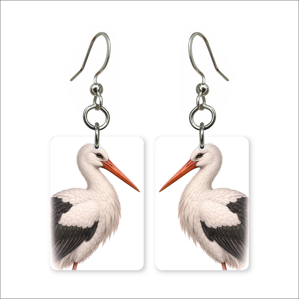 White Stork Earrings