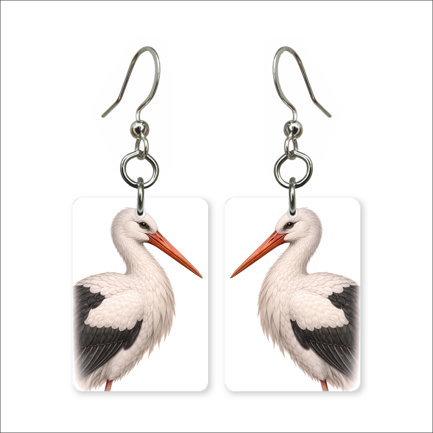 White Stork Earrings