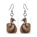 Outback emu earrings — emu on the open outback in cut-paper portrait, made in USA