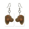 River hippo earrings — half-submerged hippo in cut-paper art, made in USA