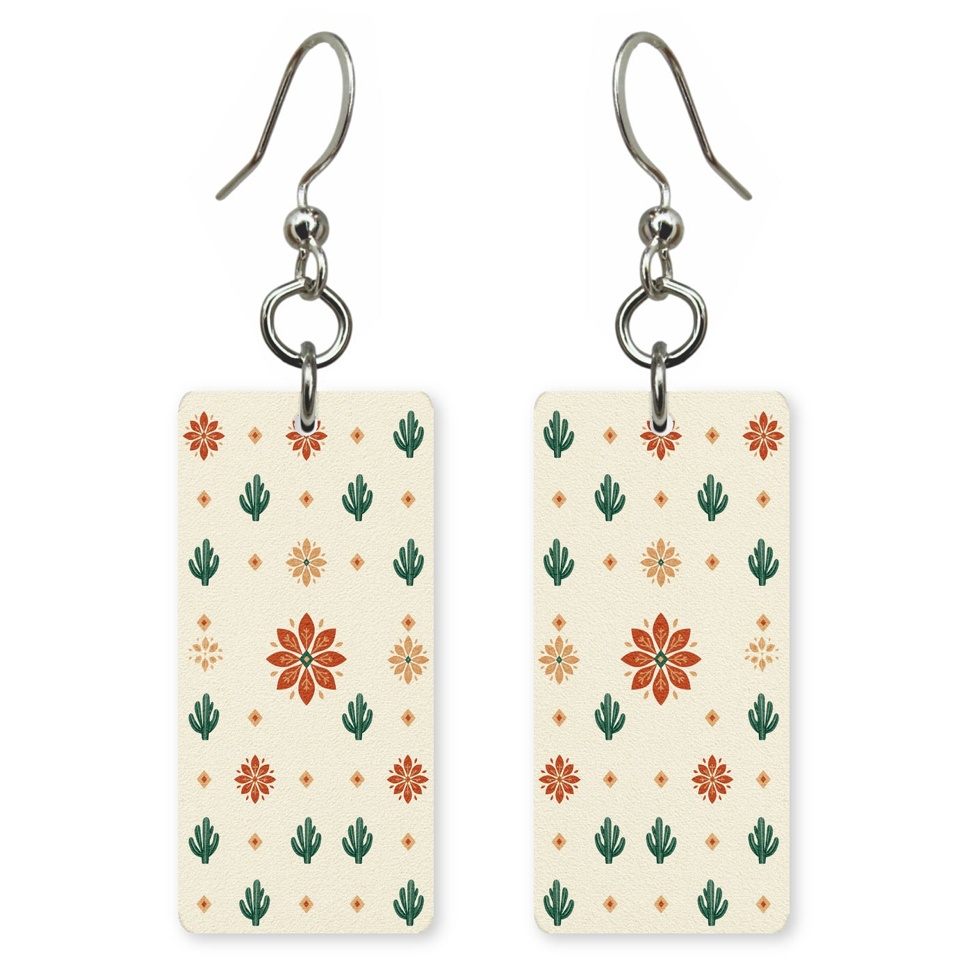 Cactus Folk Pattern Earrings | FW179