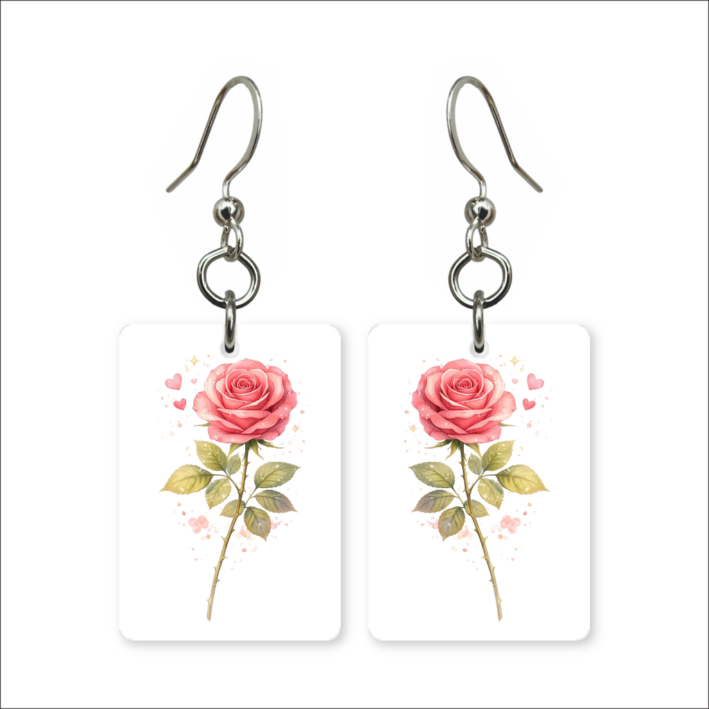 Pink Rose Earrings