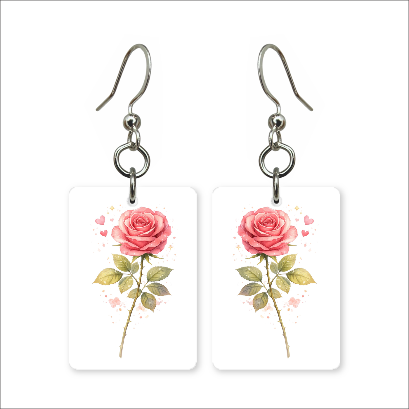Pink Rose Earrings