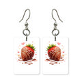 Chocolate strawberry earrings — chocolate-dipped strawberry, cut-paper art, made in USA