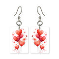 Heart balloons earrings — heart balloons on strings, cut-paper art, made in USA