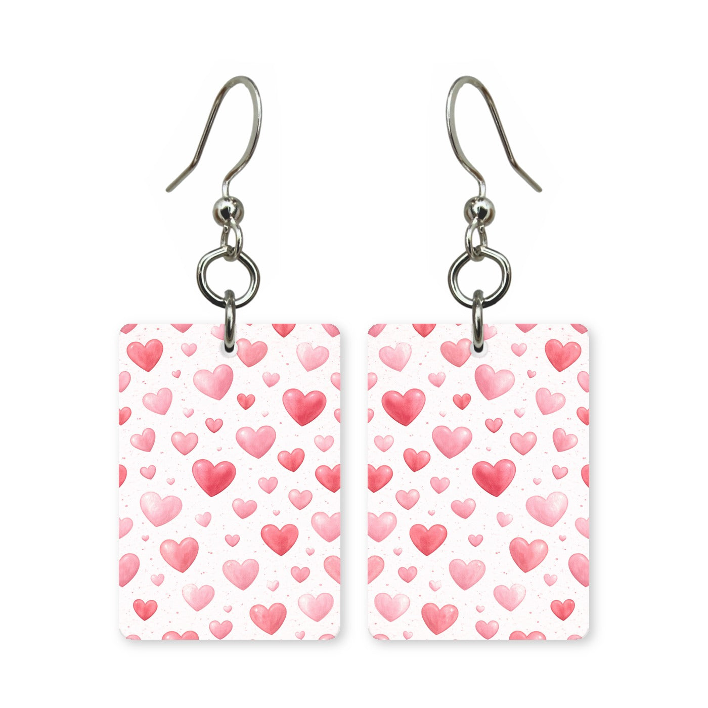 Heart pattern earrings — repeating heart pattern in cut paper, made in USA