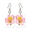 Peruvian lily earrings — alstroemeria blooms with freckled throats, cut-paper art, made in USA