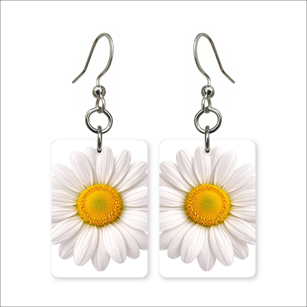 White Daisy Earrings
