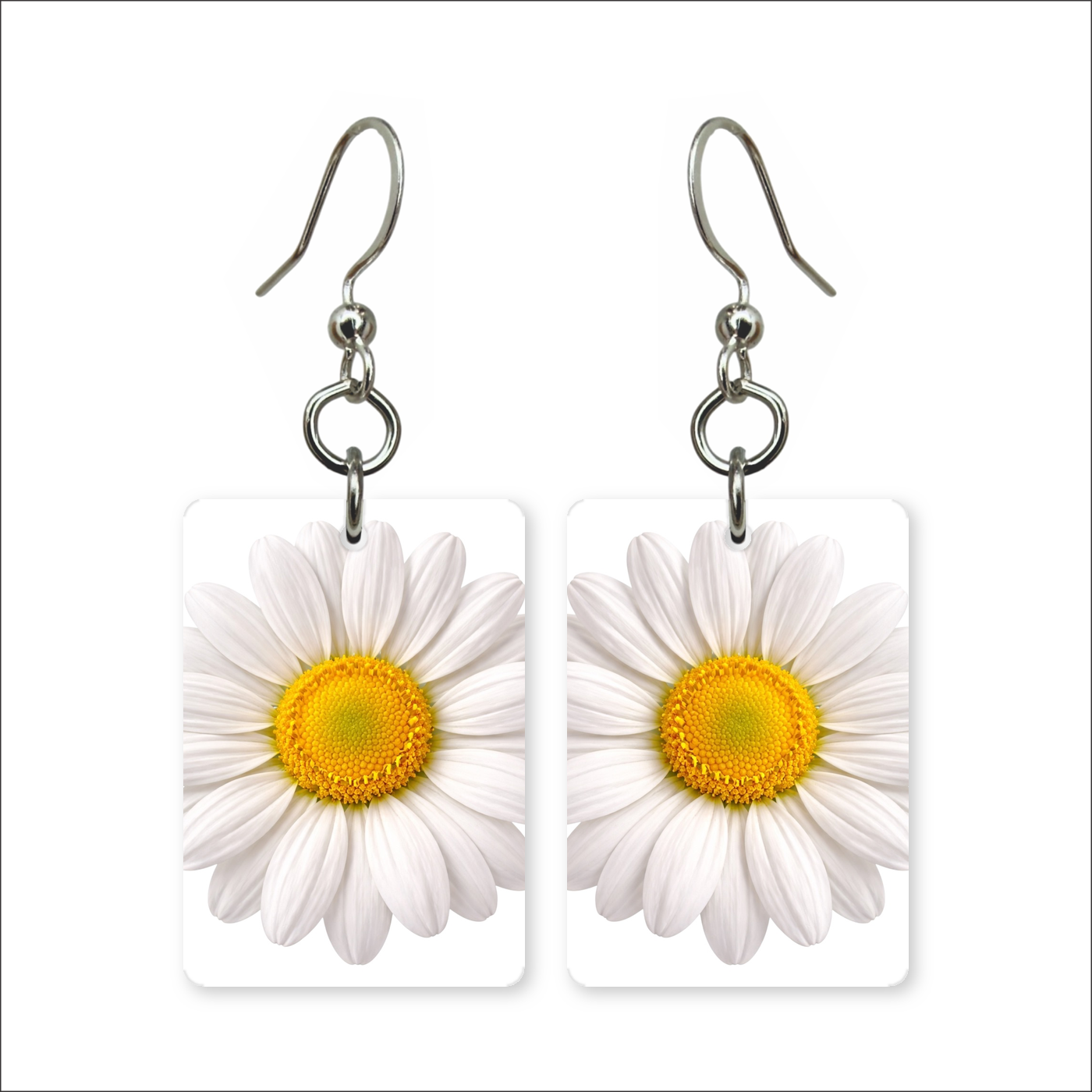 White Daisy Earrings