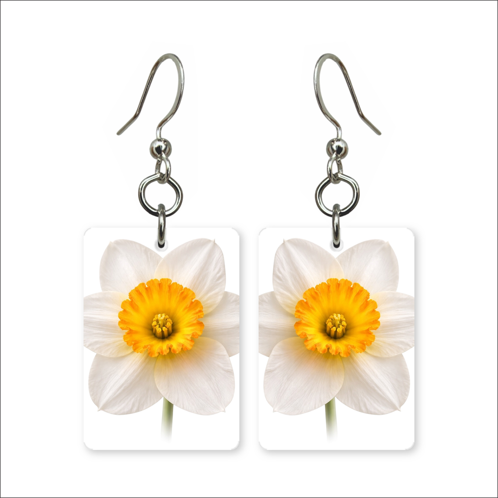 White Daffodil Earrings