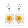 White Daffodil Earrings