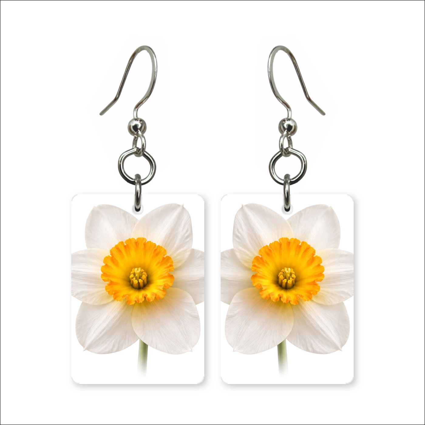 White Daffodil Earrings