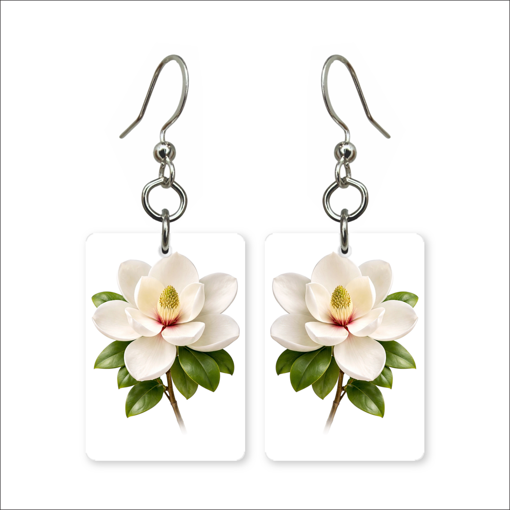 White Magnolia Earrings