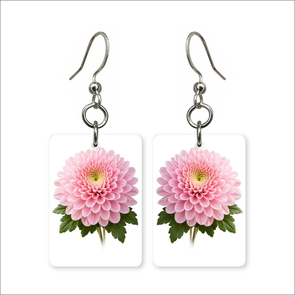 Pink Chrysanthemum Earrings