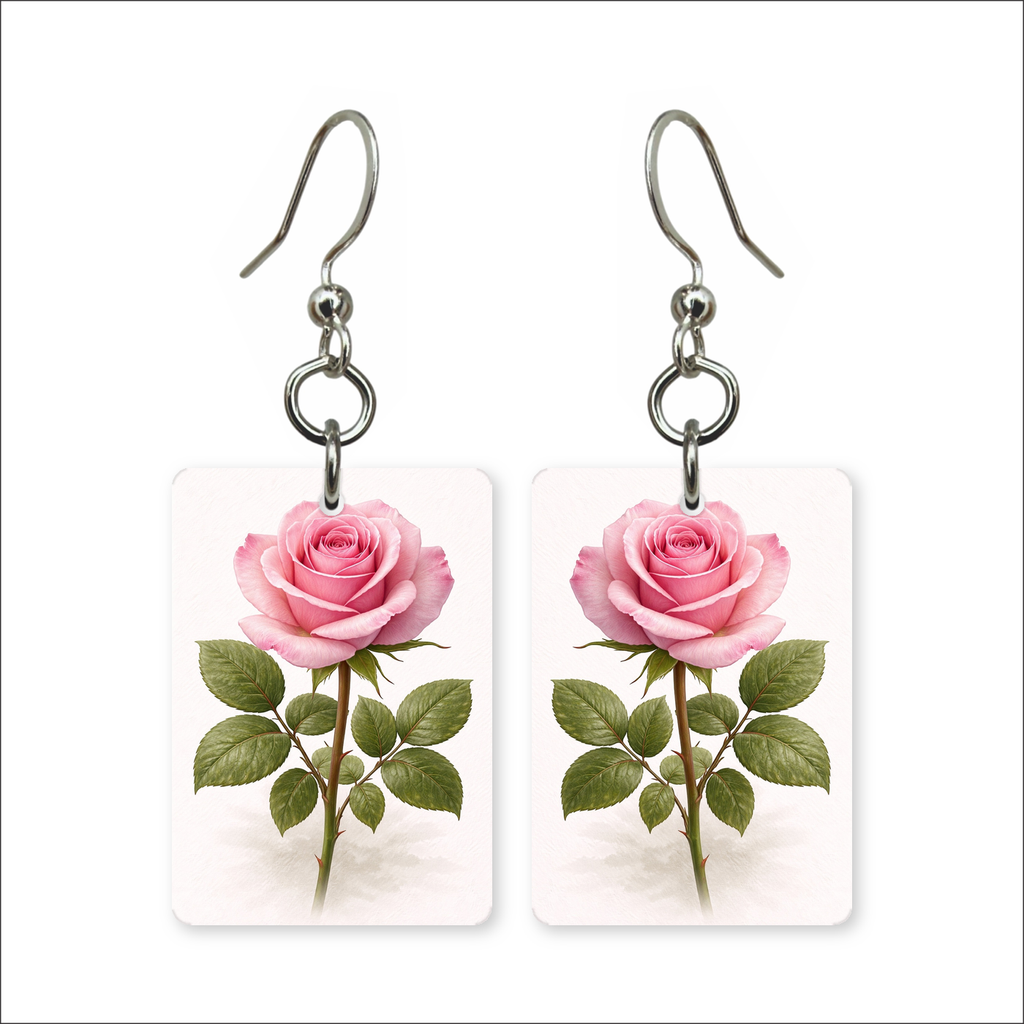 Pink Rose Earrings