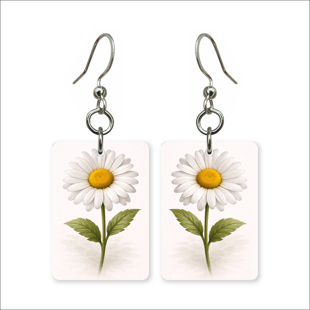 White Daisy Earrings