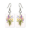 Wildflower bouquet earrings — gathered bouquet of mixed wildflowers, cut-paper art, made in USA