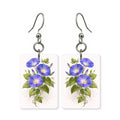 Morning glory earrings — morning glory blooms on the vine, cut-paper art, made in USA