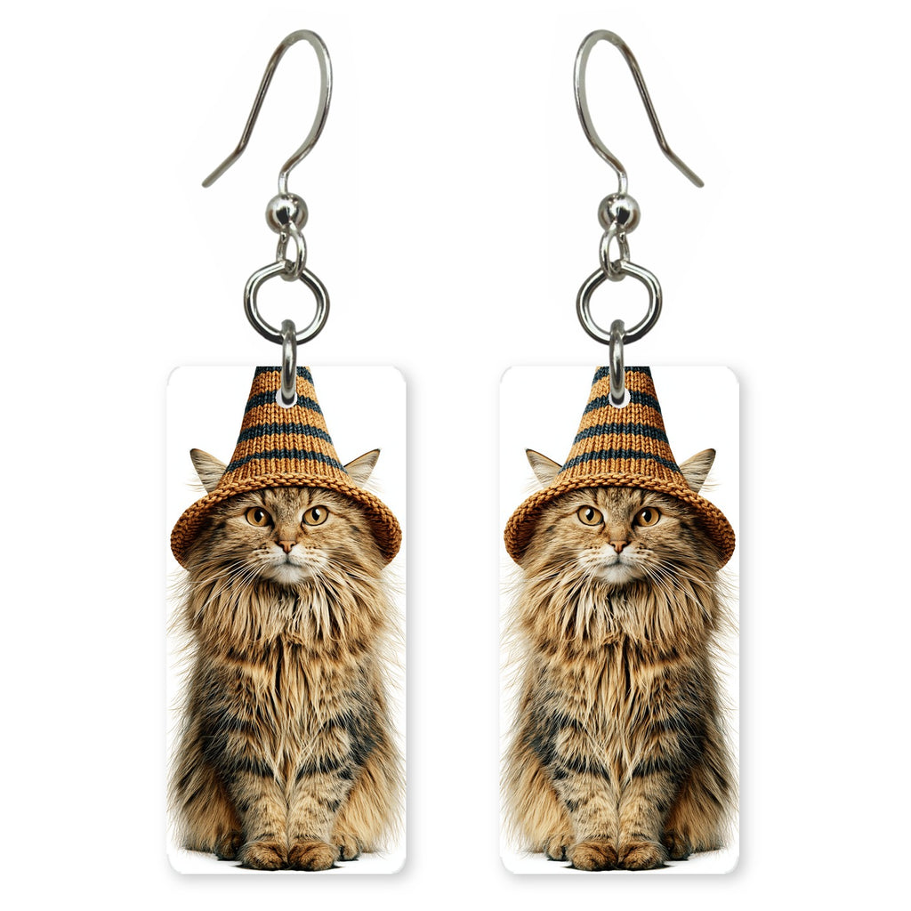 Straw Hat Cat Earrings | FW203