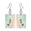 Hatchling trio earrings — three sea turtle hatchlings running to sea, made in USA
