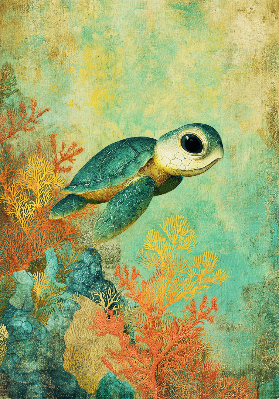 Golden Reef Turtle Earrings