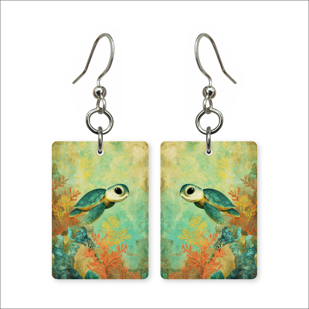 Golden Reef Turtle Earrings