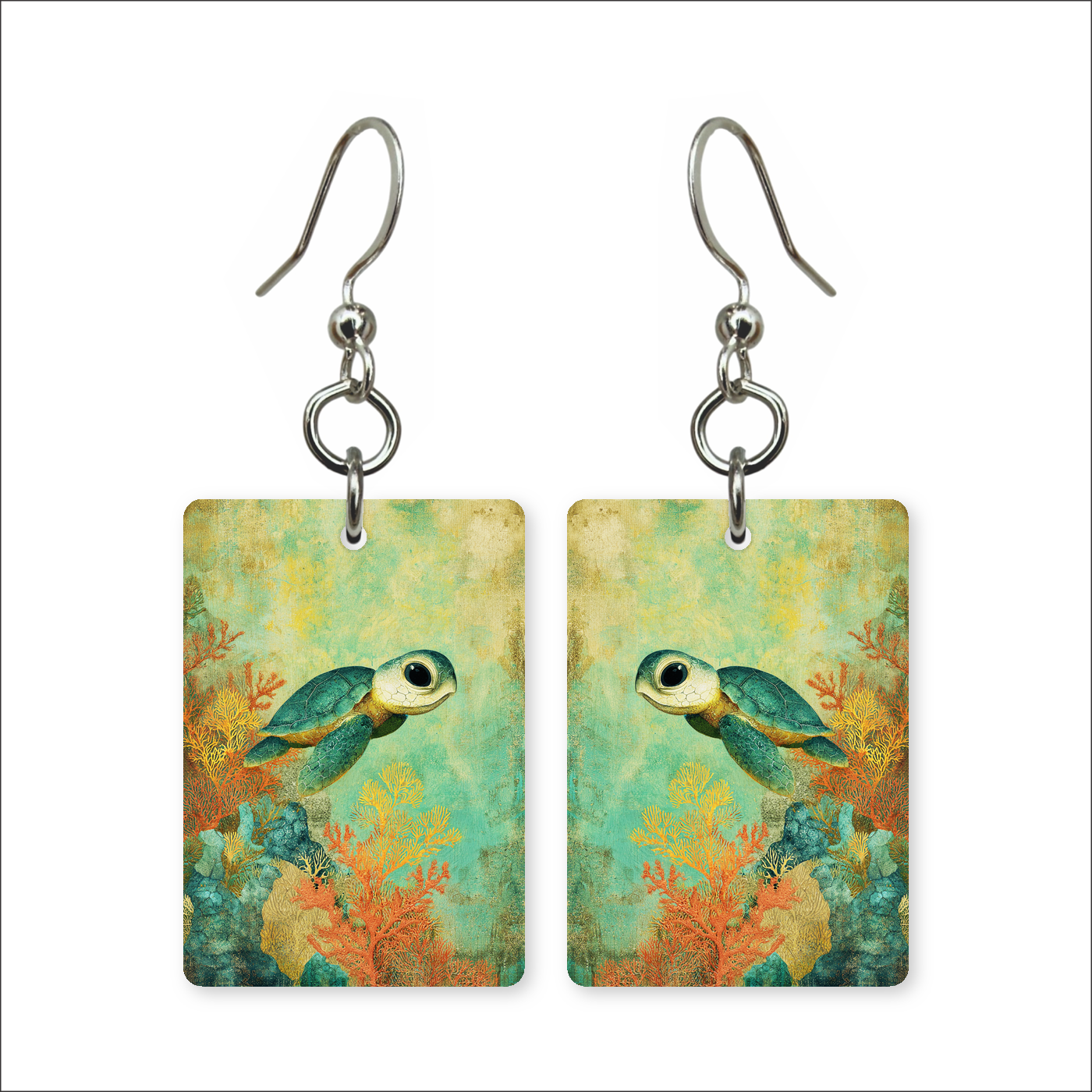 Golden Reef Turtle Earrings
