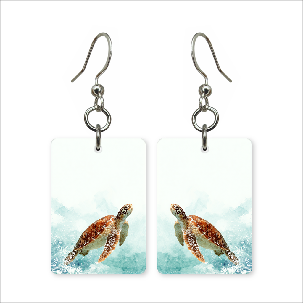 Watercolor Turtle Earrings