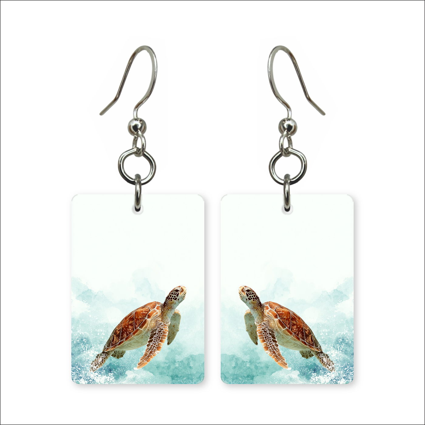 Watercolor Turtle Earrings