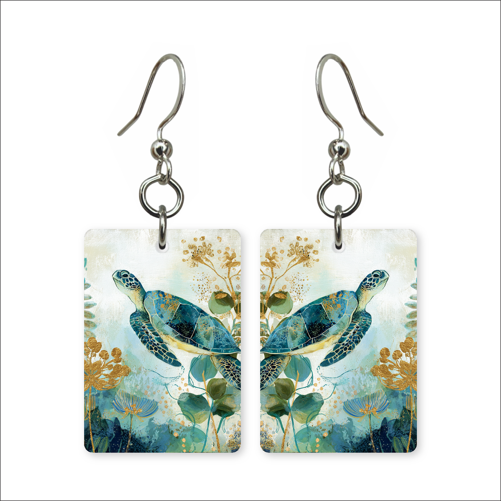 Golden Sea Turtle Earrings