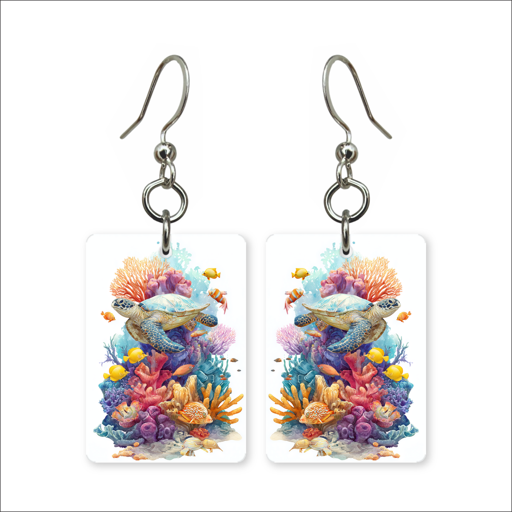 Coral Garden Turtle Earrings