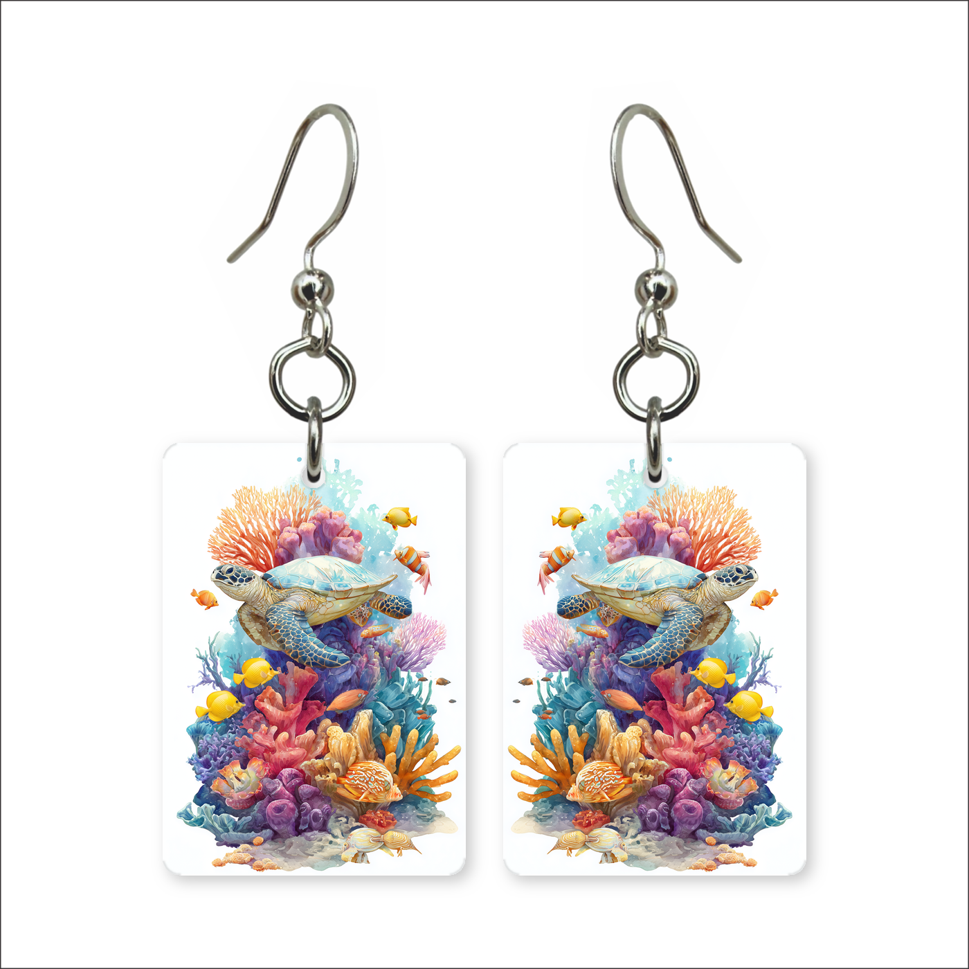 Coral Garden Turtle Earrings