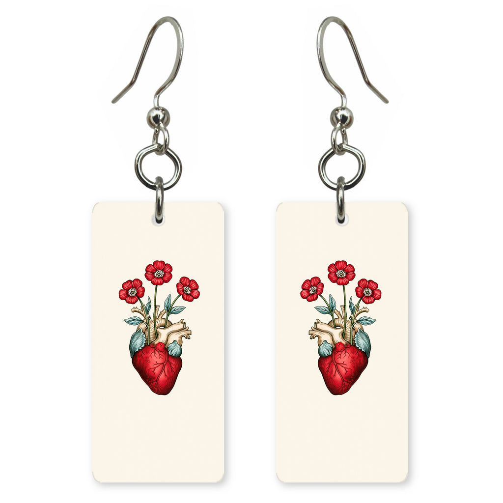 Crimson Bloom Heart Earrings | FW227