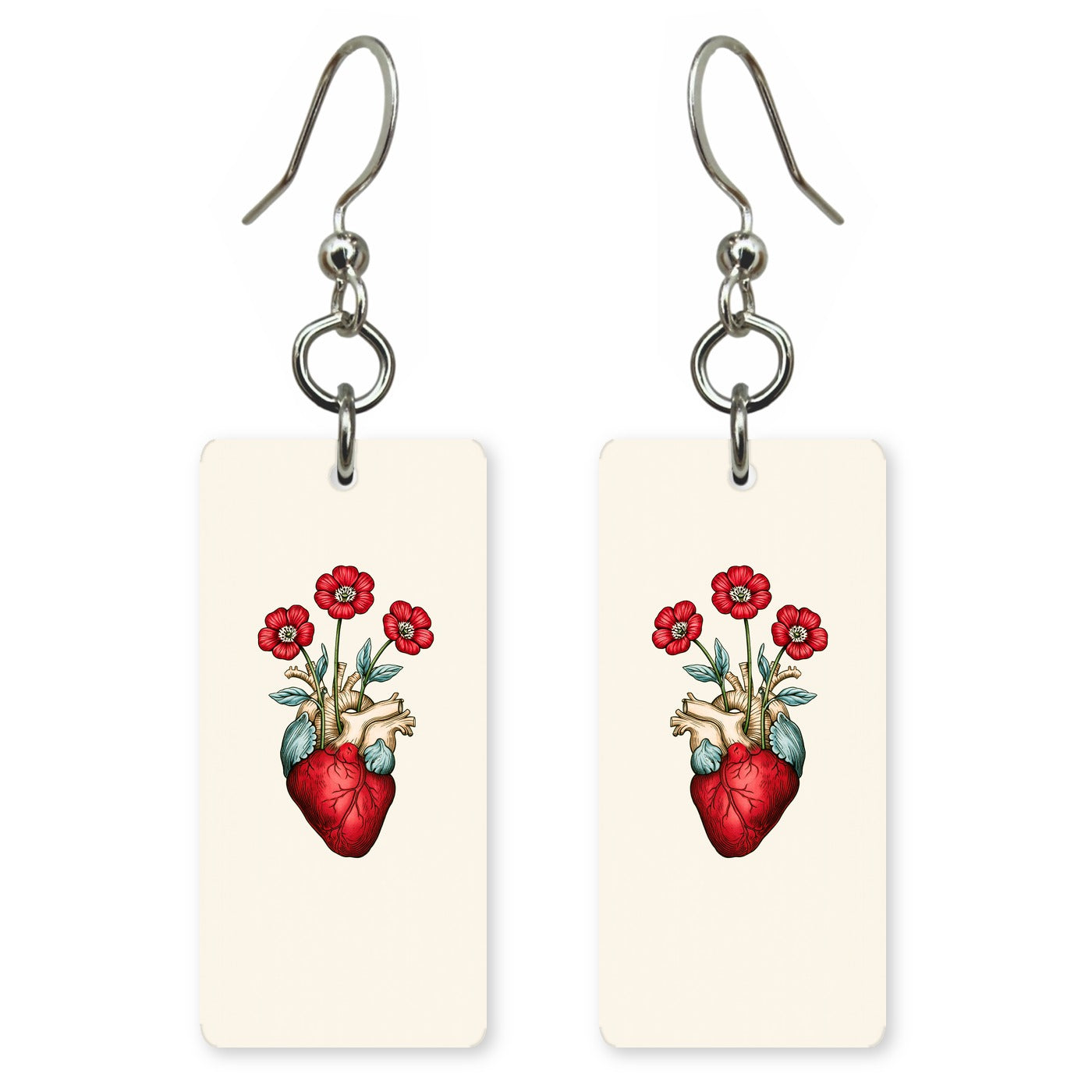 Crimson Bloom Heart Earrings | FW227
