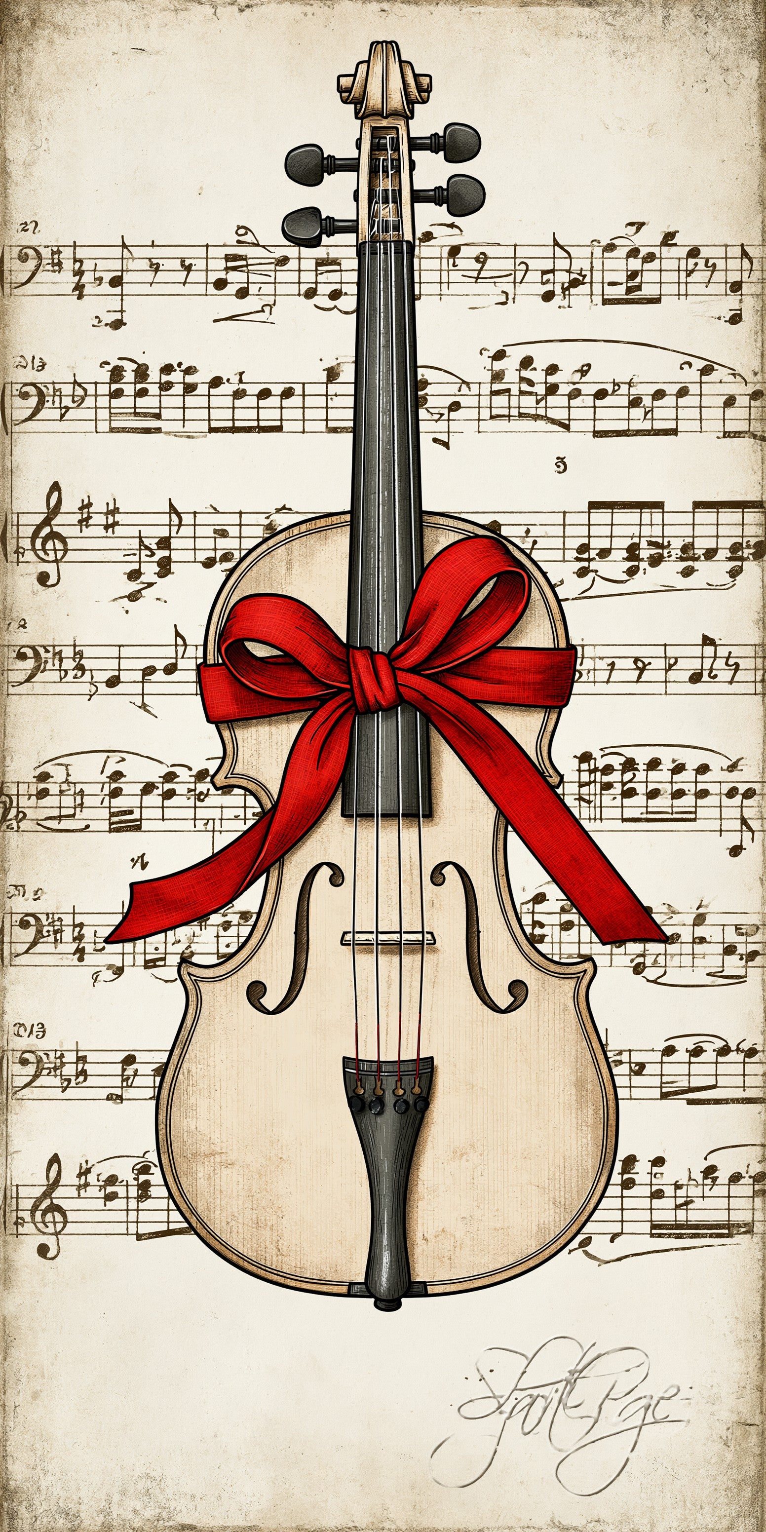 Ribbon Violin Earrings | FW301