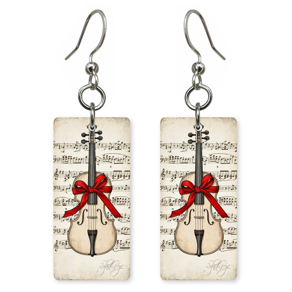 Ribbon Violin Earrings | FW301