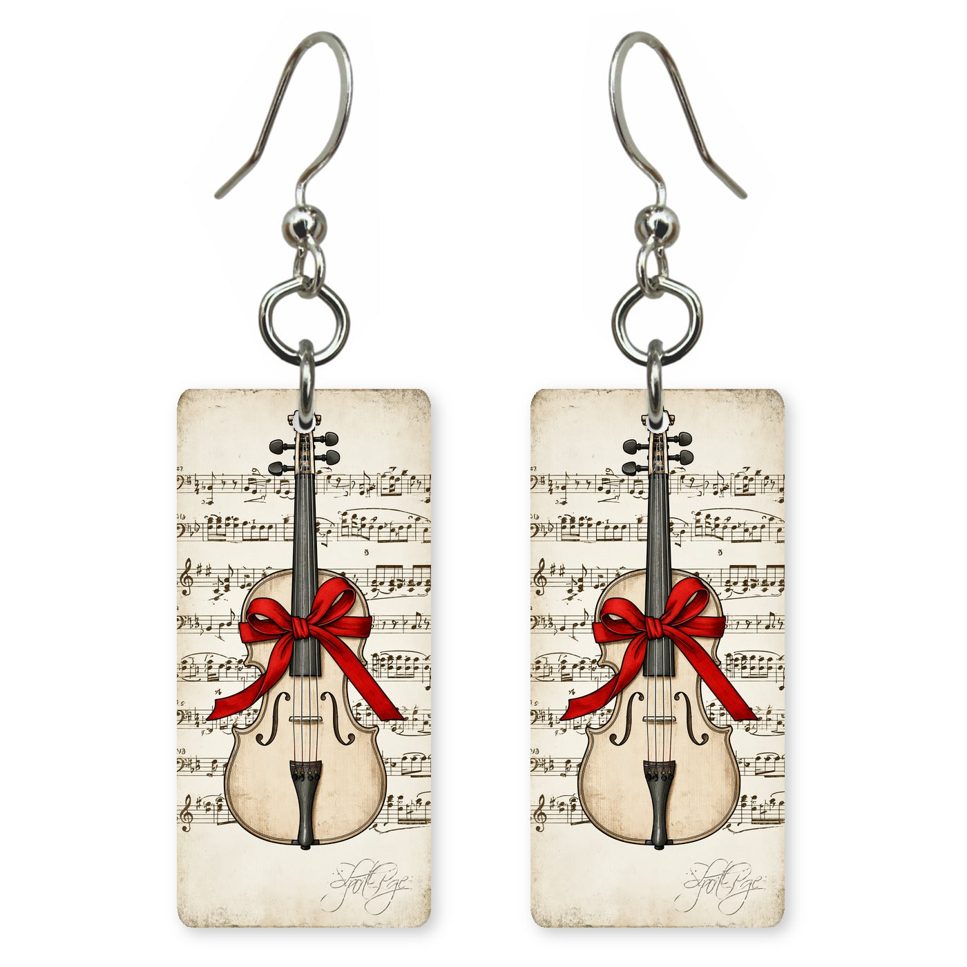 Ribbon Violin Earrings | FW301