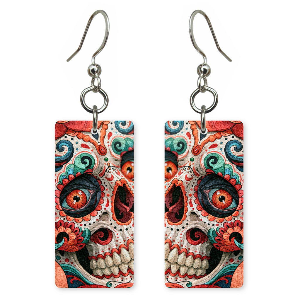 Teal Sugar Skull Earrings | FW305