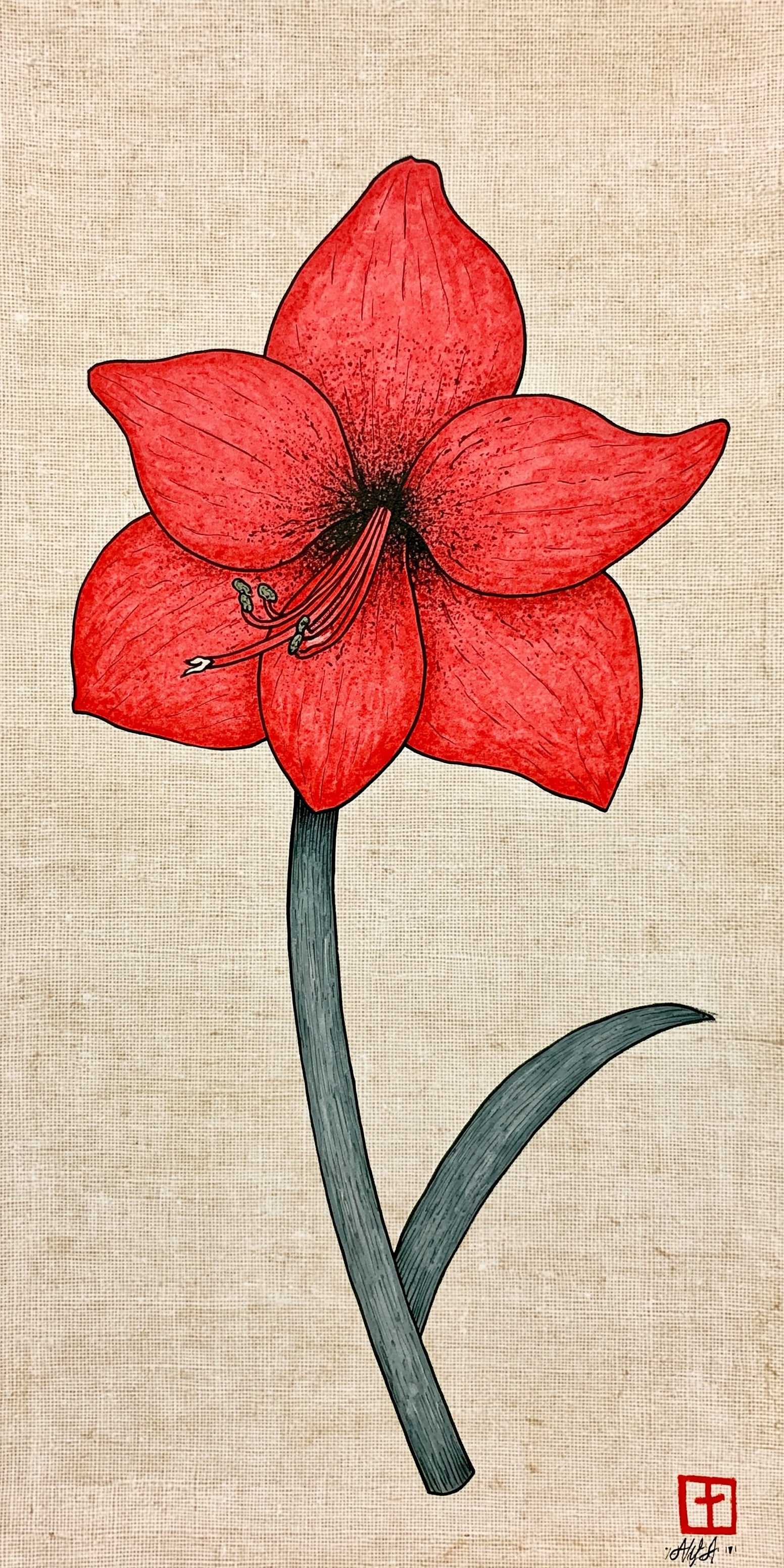 Red Amaryllis Earrings | FW335