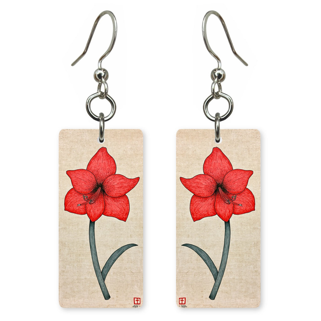 Red Amaryllis Earrings | FW335