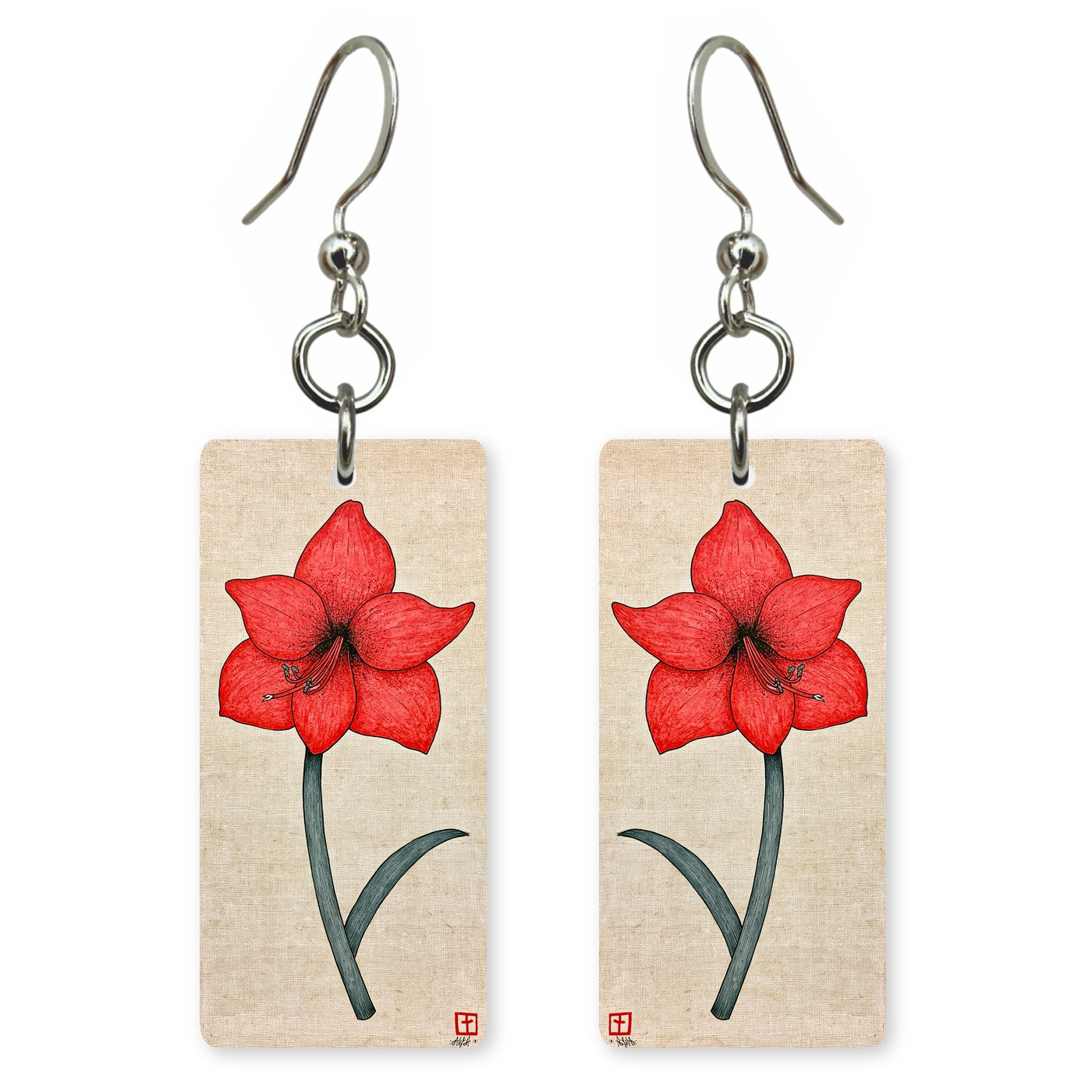 Red Amaryllis Earrings | FW335