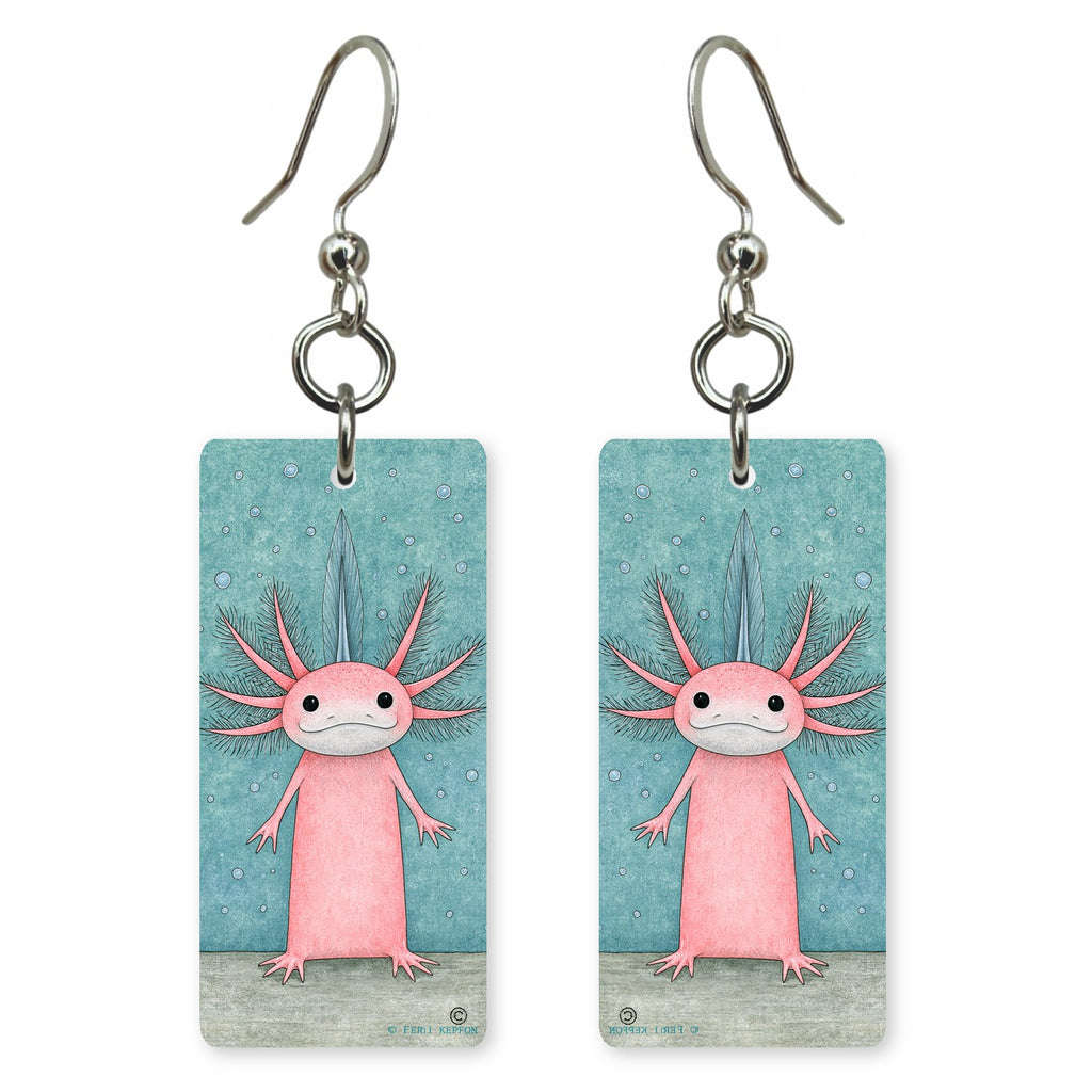Snowy Axolotl Earrings | FW356